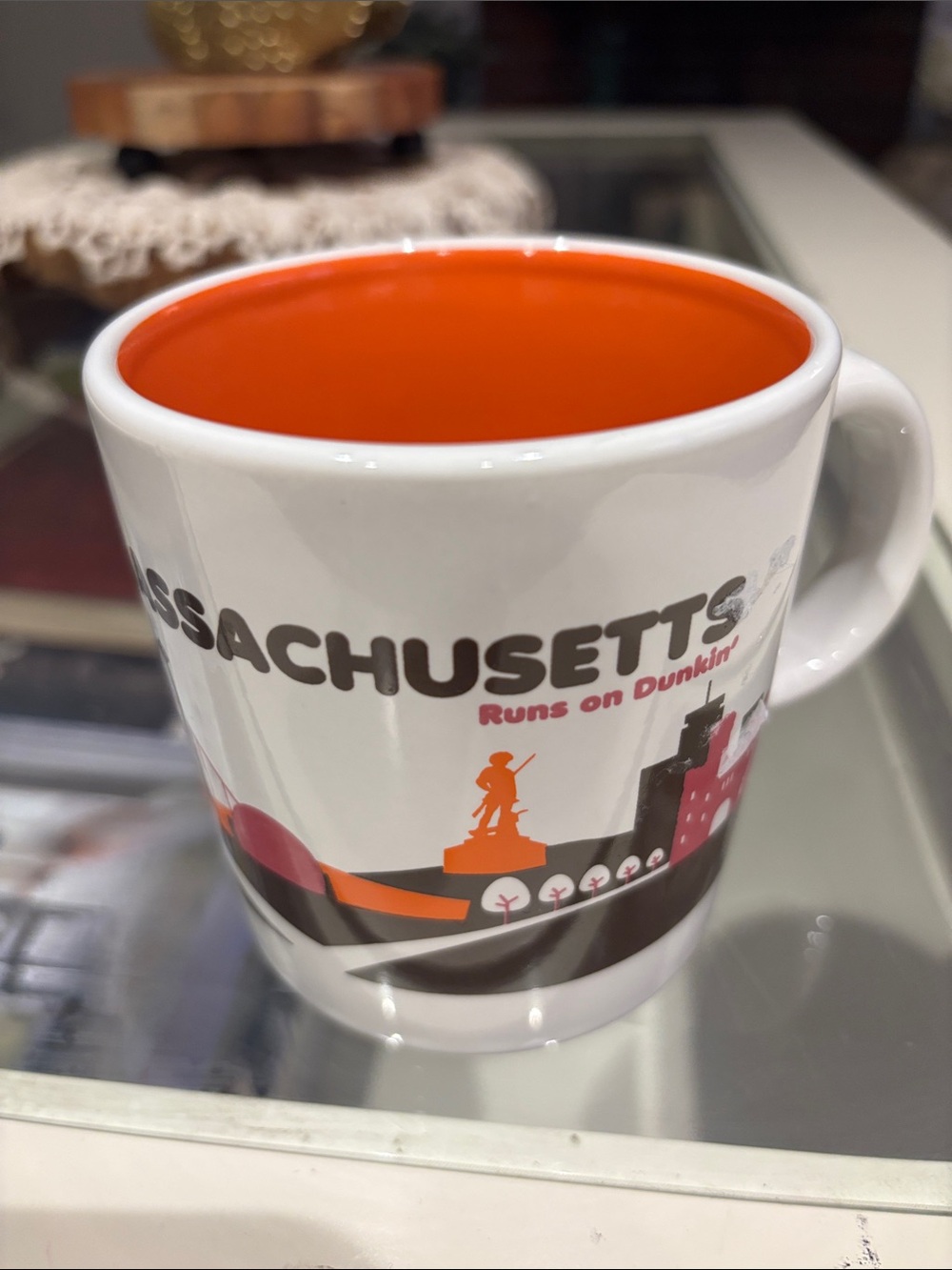 Dunkin’ donut 2012 Massachusetts Orange-Accent Ceramic Coffee Mug